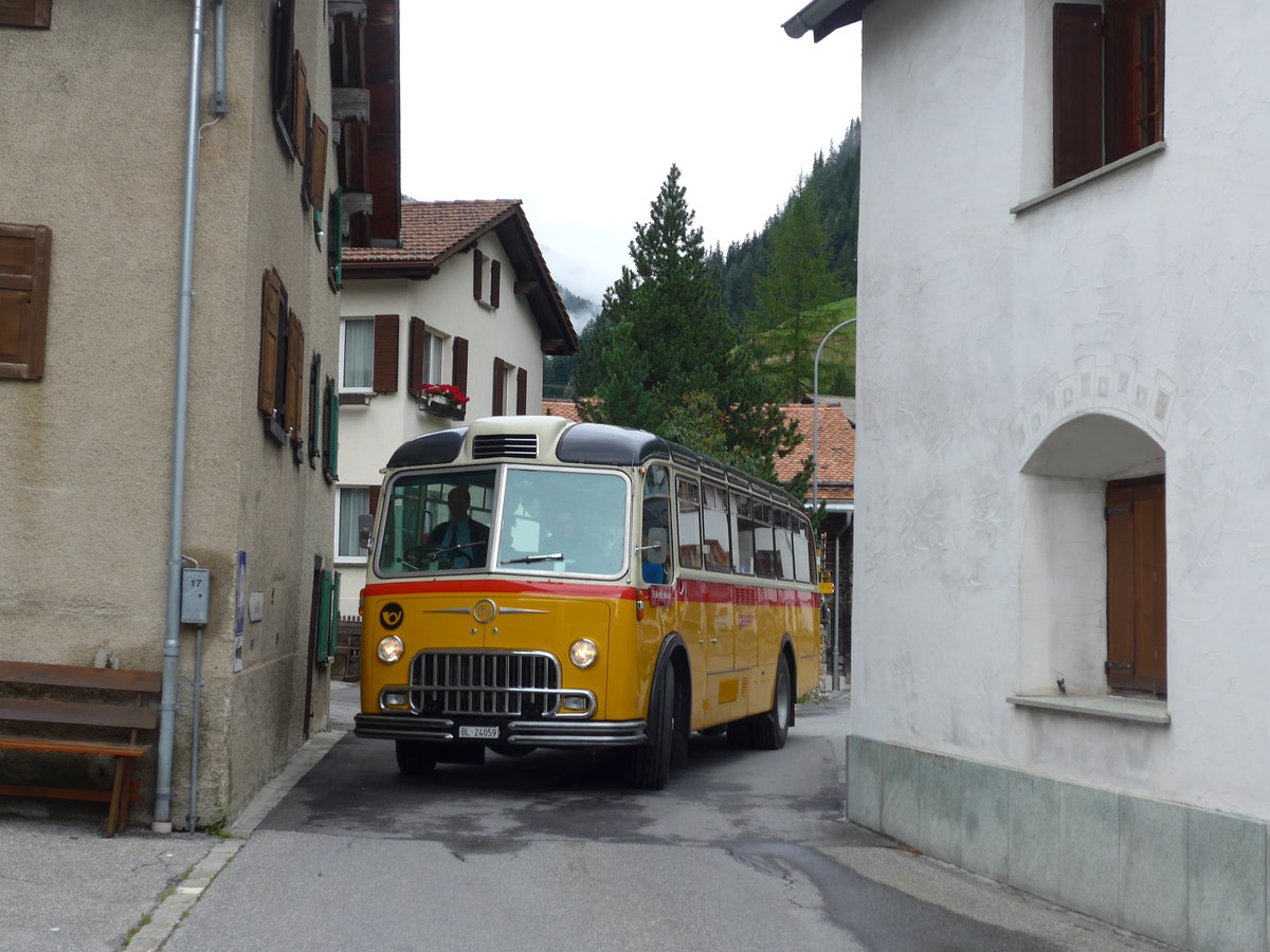 (174'161) - Tanner&Lambach, Reigoldswil - Nr. 2/BL 24'059 - FBW/R&J (ex Hunziker, Rschlikon; ex P 24'059) am 21. August 2016 in Innerferrera