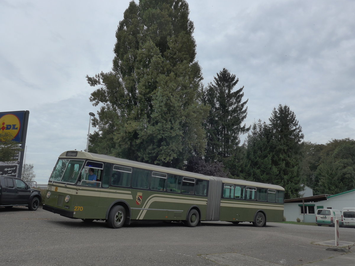 (174'488) - SVB Bern (TVB) - Nr. 270 - FBW/SWS-Gangloff am 4. September 2016 in Aarberg, Halle TVB