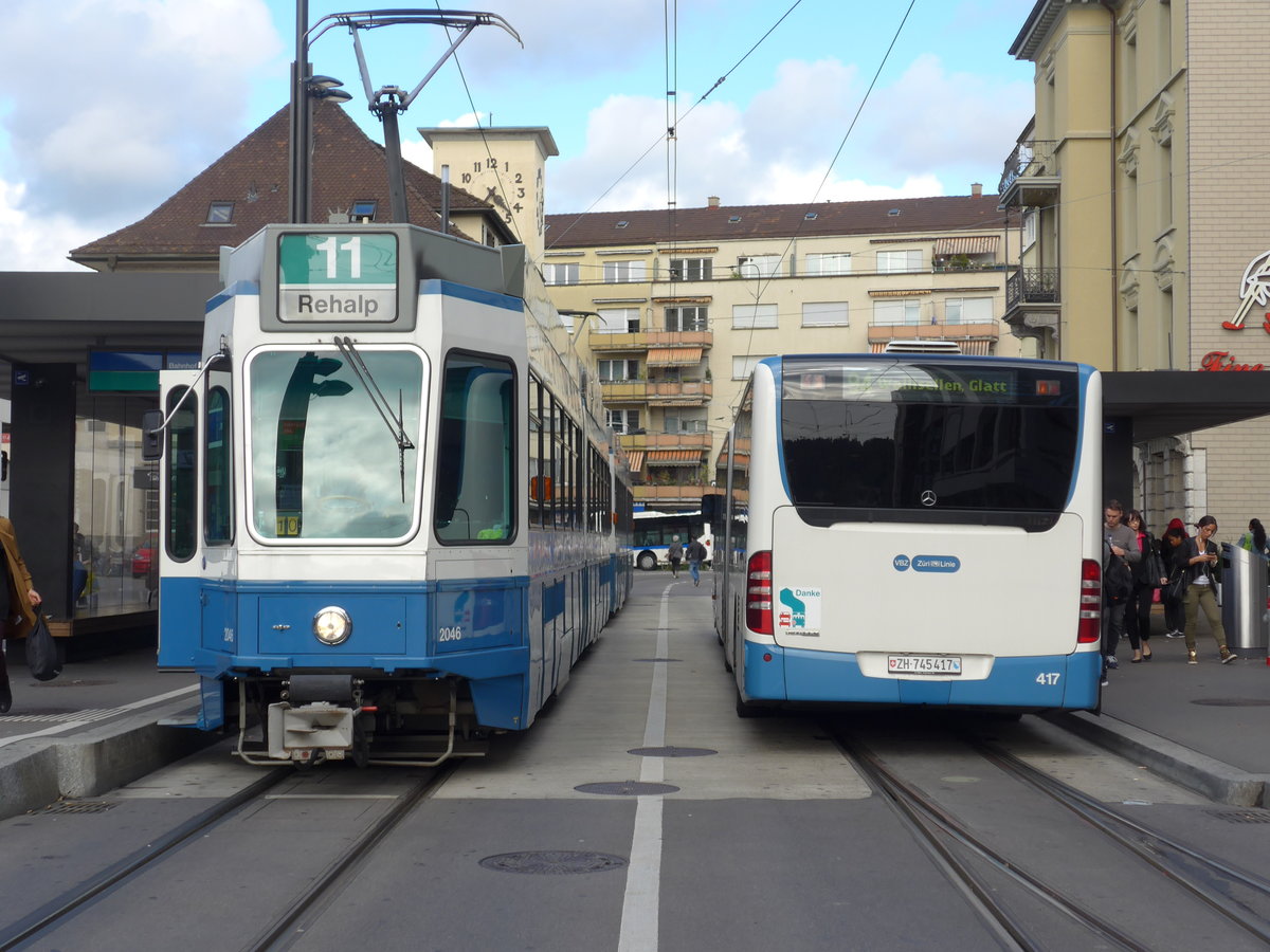 (174'648) - VBZ Zrich - Nr. 417/ZH 745'417 - Mercedes am 5. September 2016 beim Bahnhof Zrich-Oerlikon