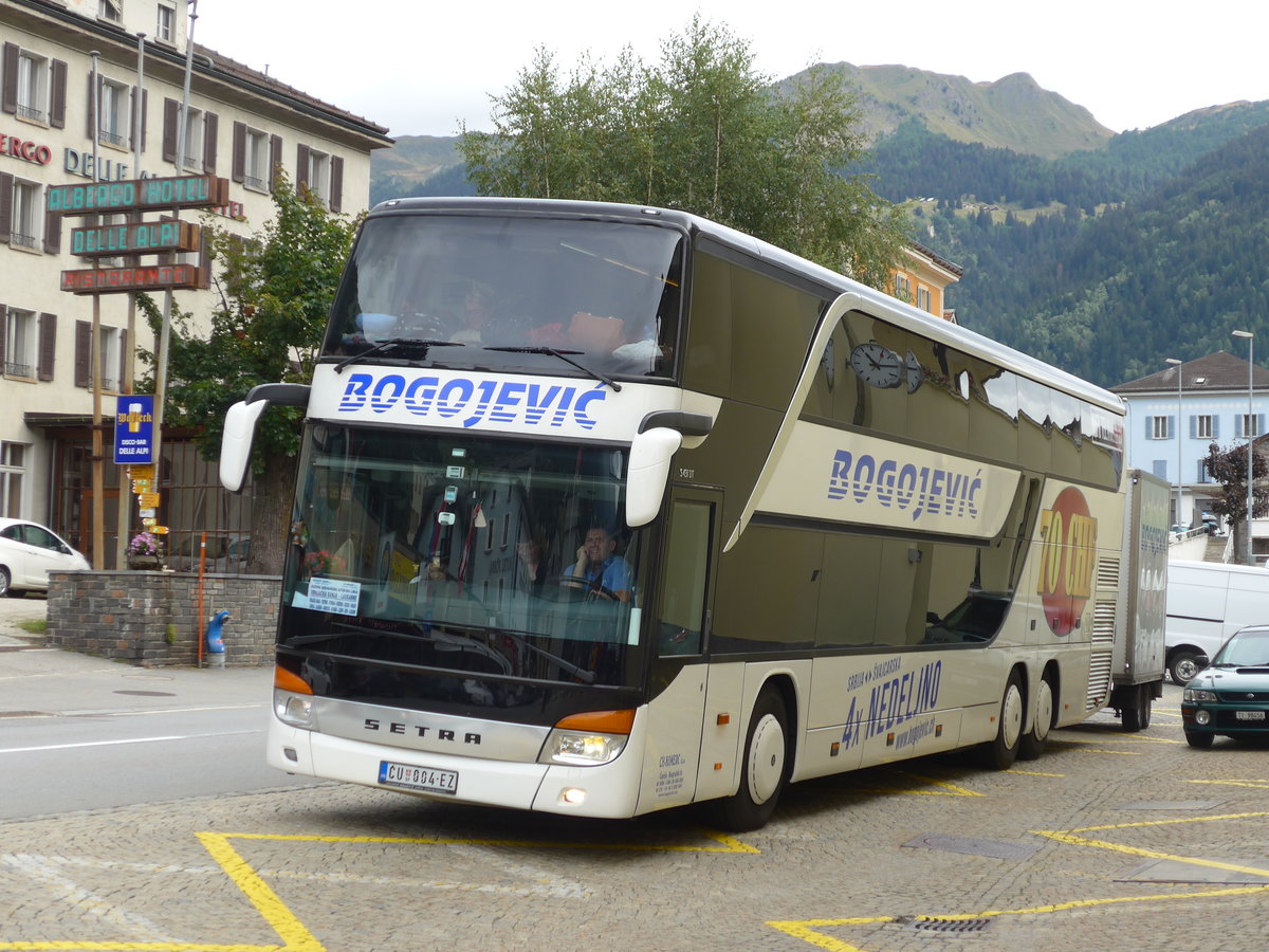 (174'971) - Aus Serbien: Bogojevic, Cuprija - CU 004-EZ - Setra am 18. September 2016 beim Bahnhof Airolo