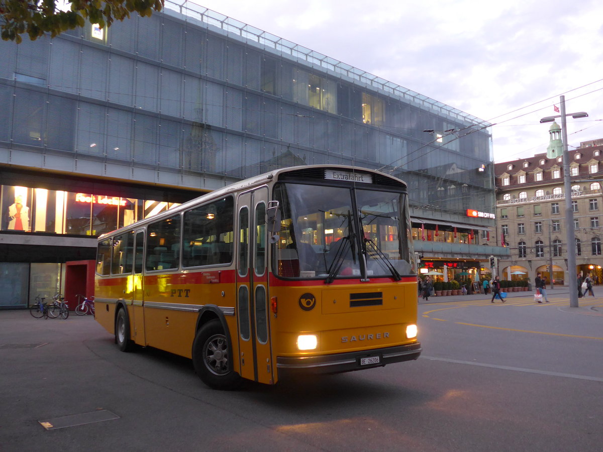 (175'427) - Schmid, Thrishaus - BE 26'206 - Saurer/Tscher (ex P 24'244) am 2. Oktober 2016 beim Bahnhof Bern