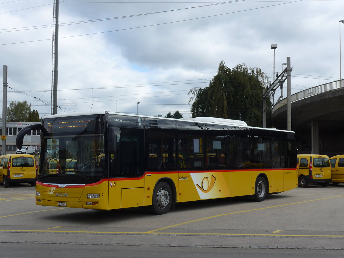 (175'480) - CarPostal Ouest - Nr. 62/JU 52'074 - MAN am 7. Oktober 2016 beim Bahnhof Porrentruy