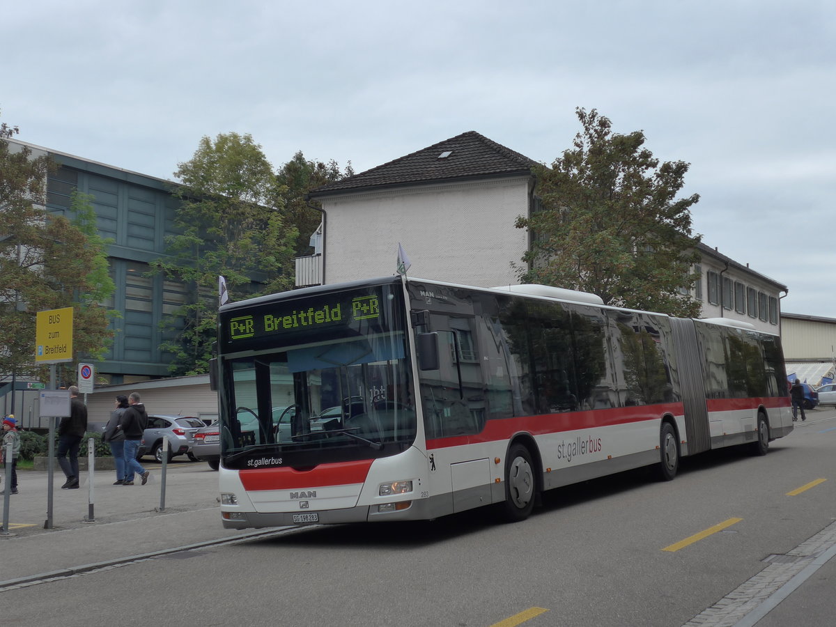 (175'608) - St. Gallerbus, St. Gallen - Nr. 283/SG 198'283 - MAN am 15. Oktober 2016 in St. Gallen, OLMA