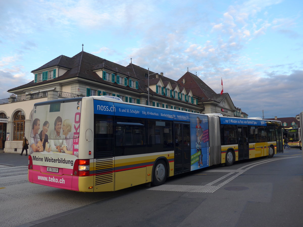 (176'263) - STI Thun - Nr. 119/BE 700'119 - MAN am 23. Oktober 2016 beim Bahnhof Thun