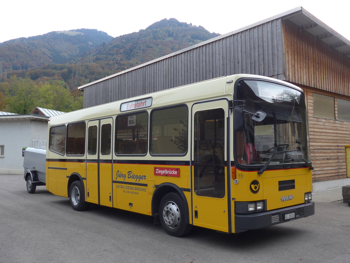 (176'296) - Biegger, Uster - Nr. 11/GL 20'323 - NAW/R&J (ex AS Engi Nr. 7) am 23. Oktober 2016 in Ziegelbrcke, Museum