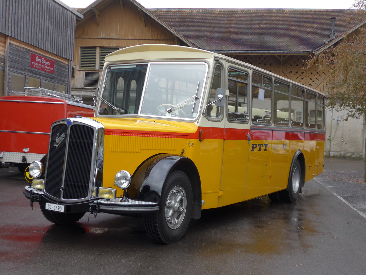 (176'313) - Biegger, Uster - Nr. 10/GL 1490 - Saurer/R&J (ex Sidler, Sempach) am 23. Oktober 2016 in Ziegelbrcke, Museum