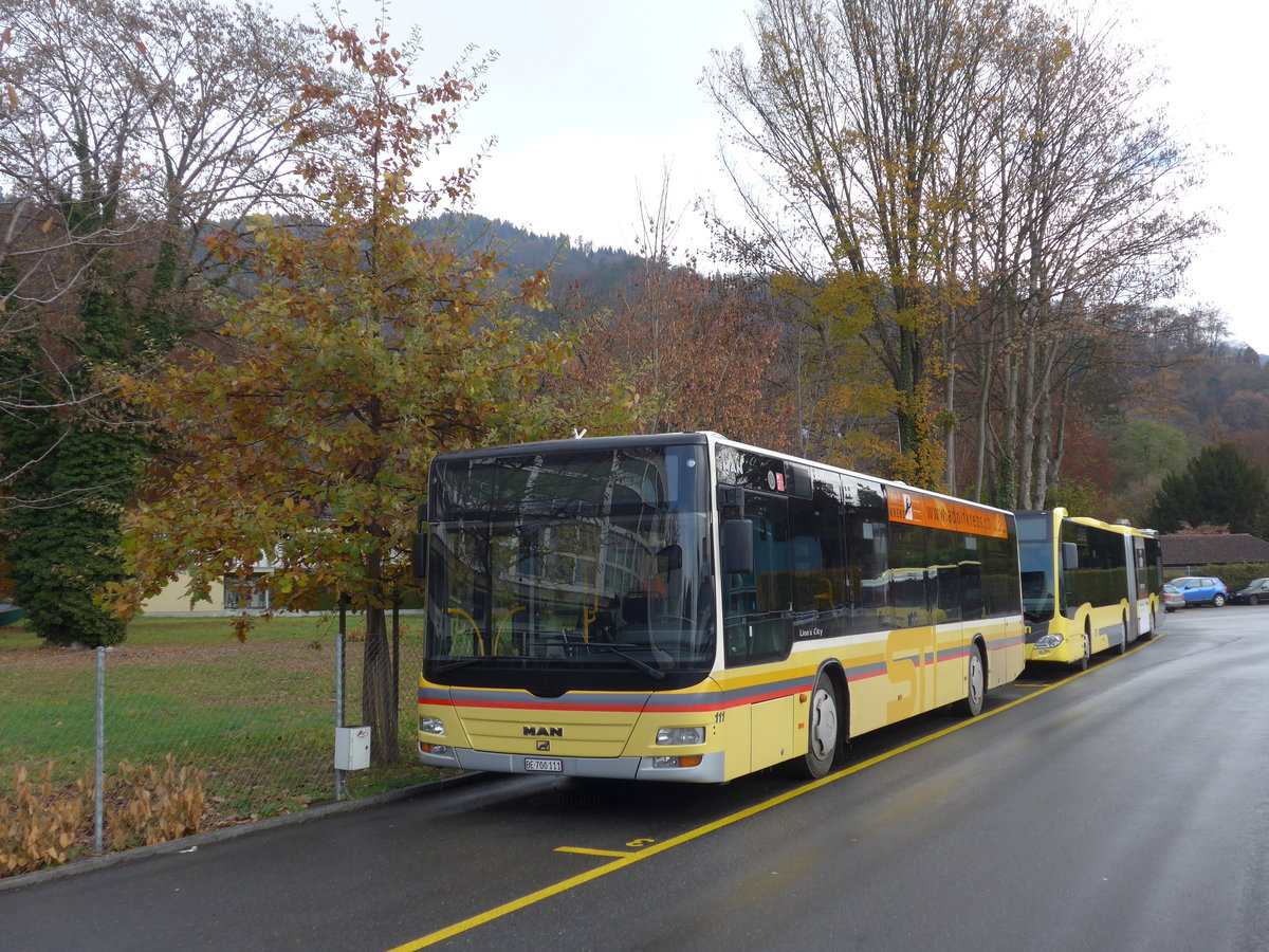 (176'706) - STI Thun - Nr. 111/BE 700'111 - MAN am 17. November 2016 bei der Schifflndte Thun