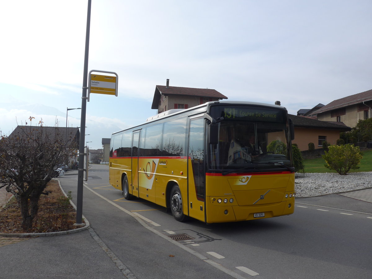 (176'744) - Evquoz, Erde - VS 3291 - Volvo am 26. November 2016 in Premploz, Saladin