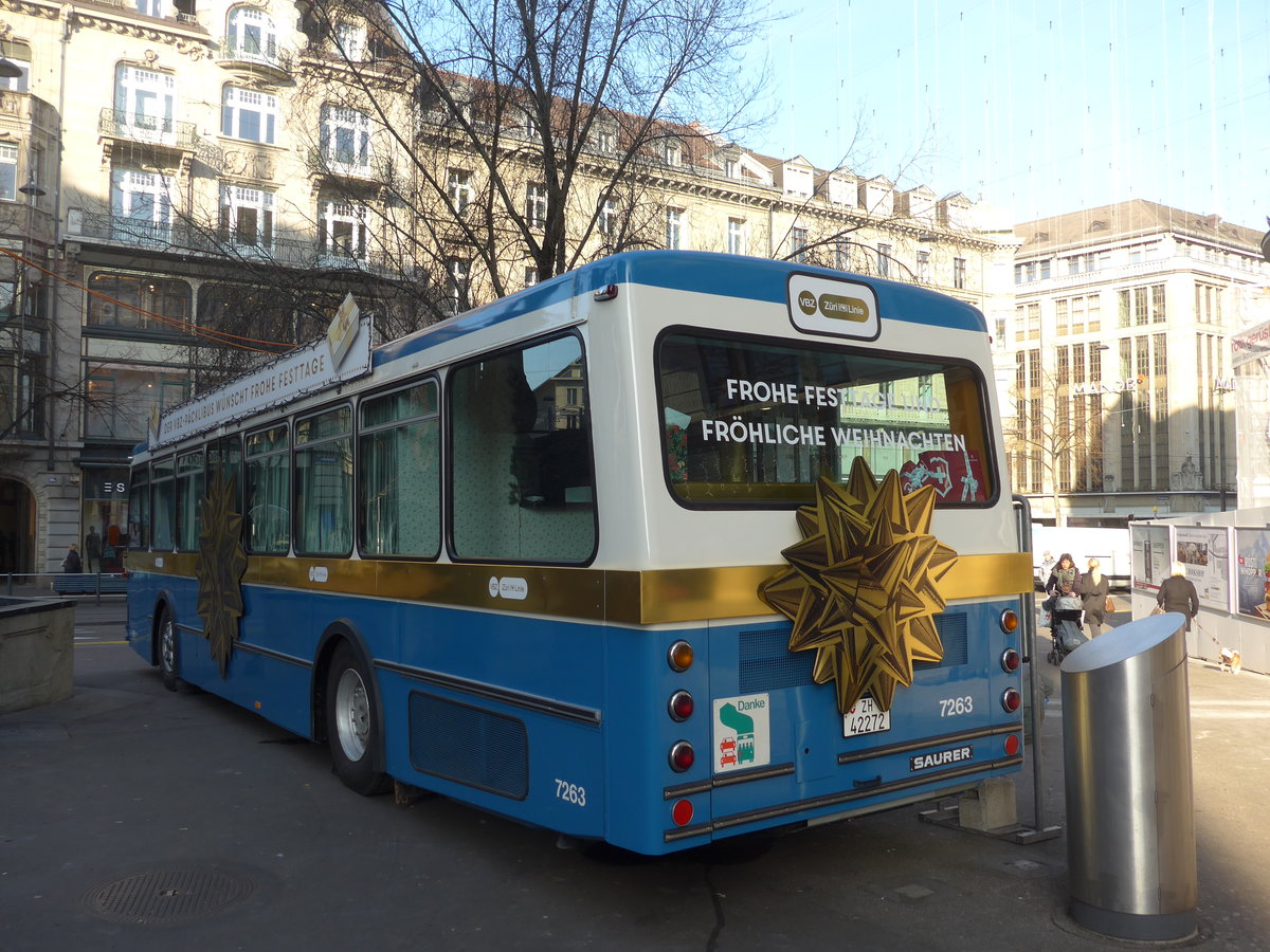 (176'914) - VBZ Zrich - Nr. 7263/ZH 42'272 - Saurer/R&J (ex Nr. 473; ex Nr. 9017; ex Nr. 263) am 6. Dezember 2016 in Zrich, Bahnhofstrasse