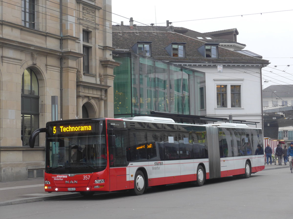 (176'999) - SW Winterthur - Nr. 357/ZH 886'357 - MAN am 7. Dezember 2016 beim Hauptbahnhof Winterthur