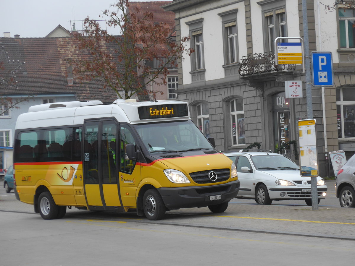 (177'014) - AOT Amriswil - Nr. 21/TG 158'103 - Mercedes am 7. Dezember 2016 beim Bahnhof Amriswil