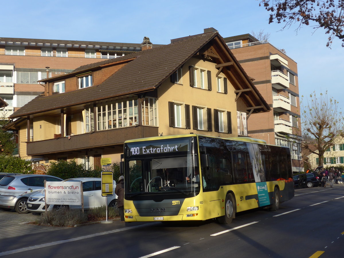 (177'044) - STI Thun - Nr. 153/BE 801'153 - MAN am 9. Dezember 2016 in Steffisburg, Zulgstrasse