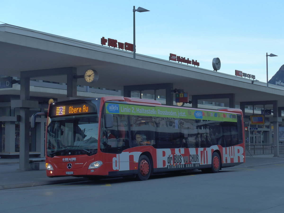 (177'065) - SBC Chur - Nr. 16/GR 97'516 - Mercedes am 10. Dezember 2016 beim Bahnhof Chur