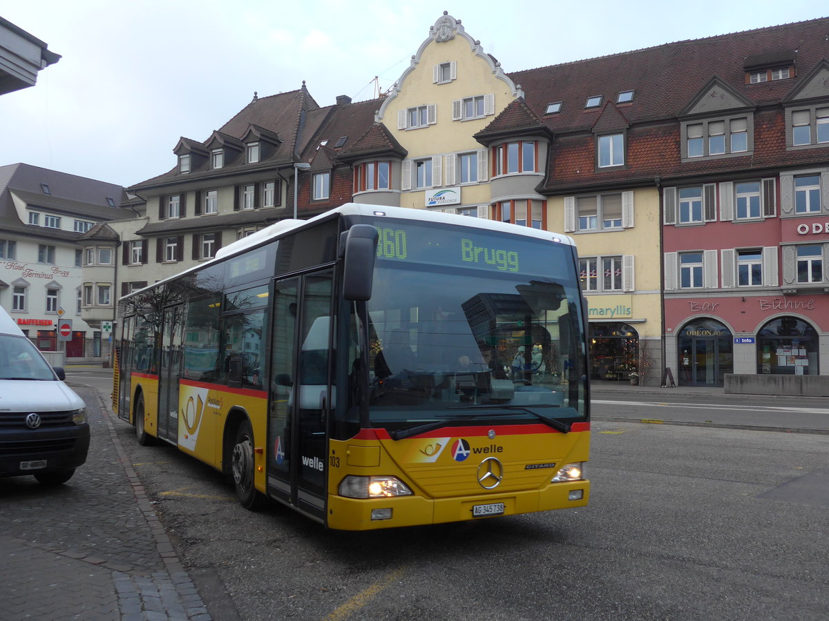 (177'292) - Voegtlin-Meyer, Brugg - Nr. 103/AG 345'738 - Mercedes am 24. Dezember 2016 beim Bahnhof Brugg