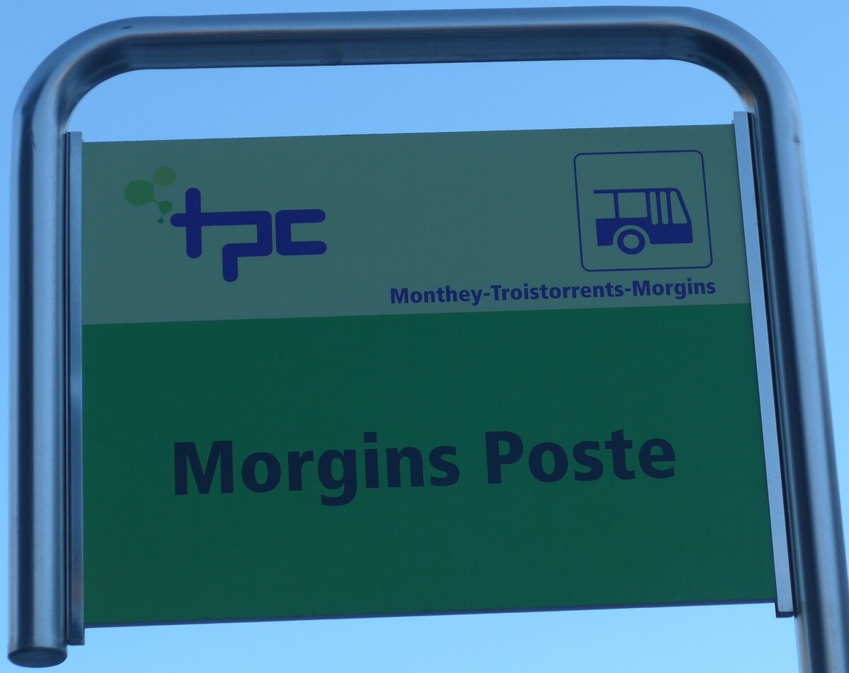 (177'519) - tpc-Haltestellenschild - Morgins, Poste - am 1. Januar 2017