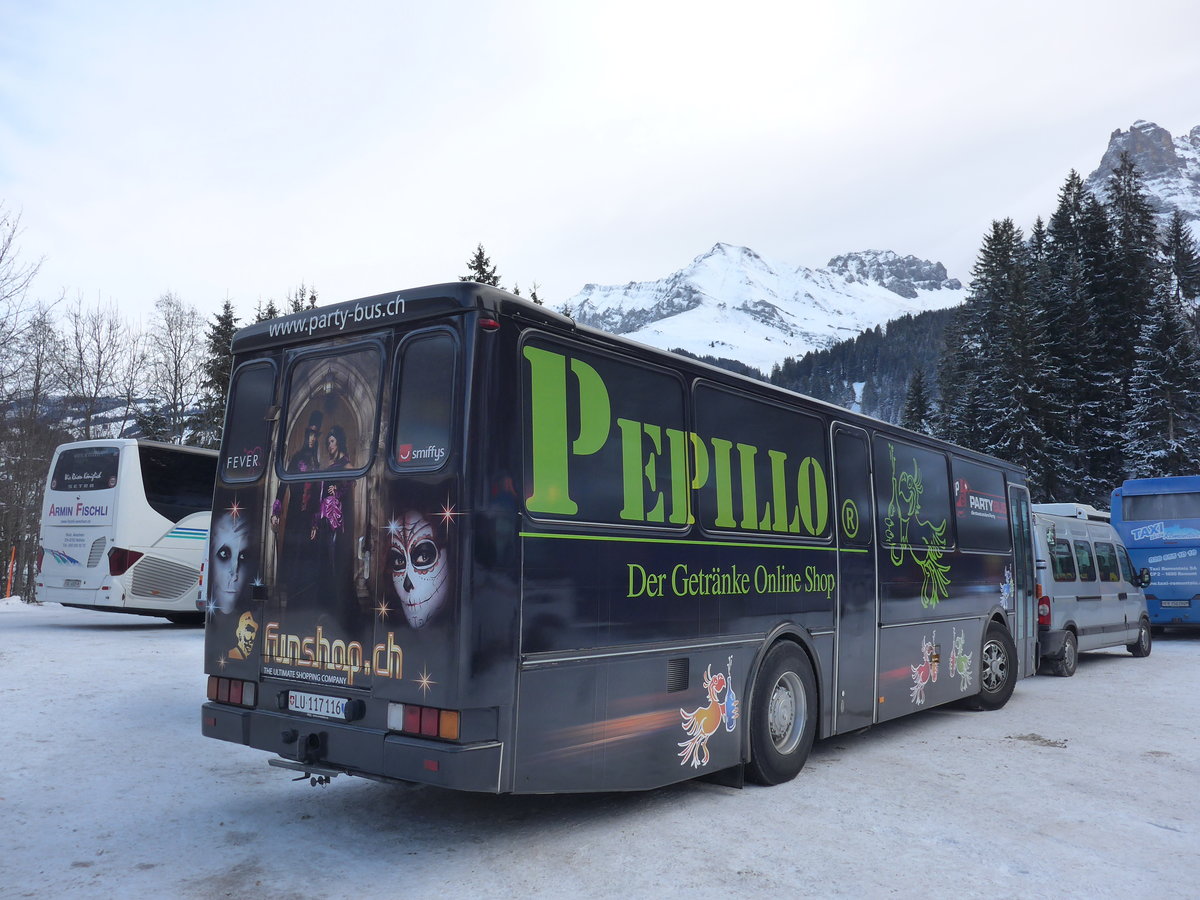 (177'767) - Party-Bus, Ruswil - LU 117'116 - Saurer/R&J (ex Wohlgemuth, Hochwald) am 7. Januar 2017 in Adelboden, ASB