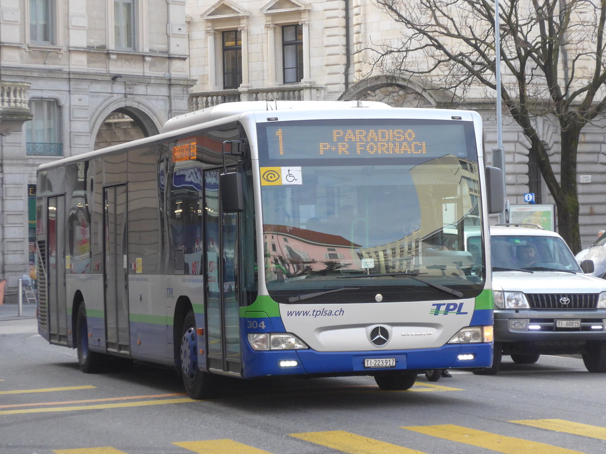 (178'316) - TPL Lugano - Nr. 304/TI 223'917 - Mercedes am 7. Februar 2017 in Lugano, Centro