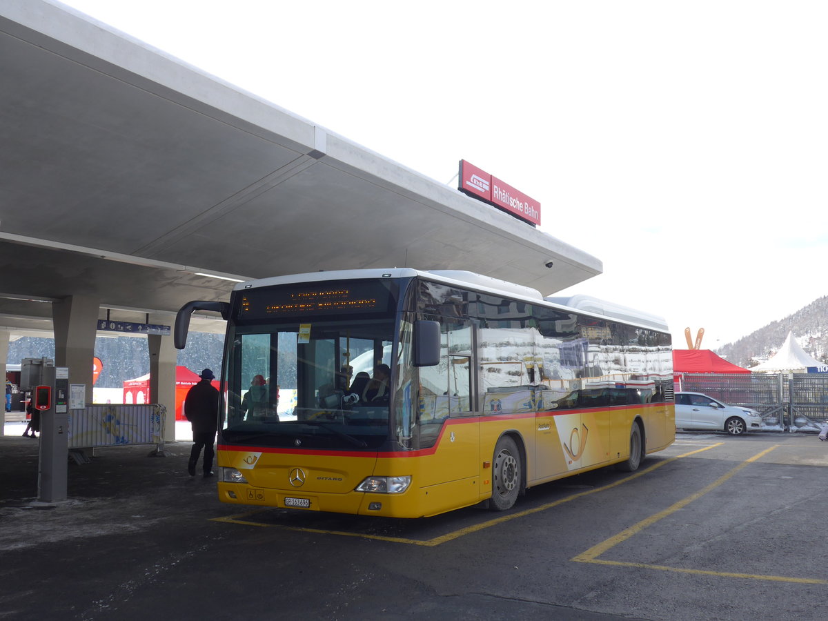 (178'378) - PostAuto Graubnden - GR 163'696 - Mercedes am 9. Februar 2017 beim Bahnhof St. Moritz