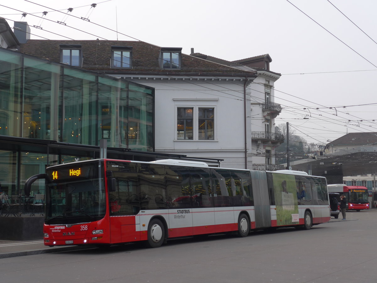 (178'440) - SW Winterthur - Nr. 358/ZH 886'358 - MAN am 10. Februar 2017 beim Hauptbahnhof Winterthur