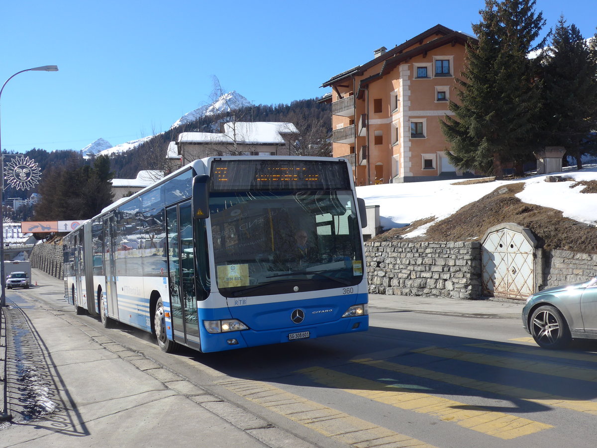 (178'625) - RTB Altsttten - Nr. 360/SG 308'601 - Mercedes (ex BSW Sargans Nr. 360) am 18. Februar 2017 beim Bahnhof St. Moritz