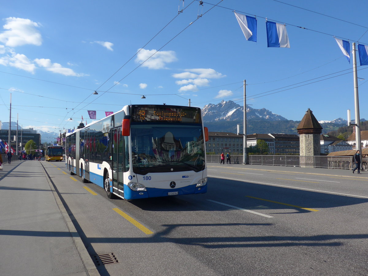 (179'397) - VBL Luzern - Nr. 180/LU 240'943 - Mercedes am 10. April 2017 in Luzern, Bahnhofbrcke