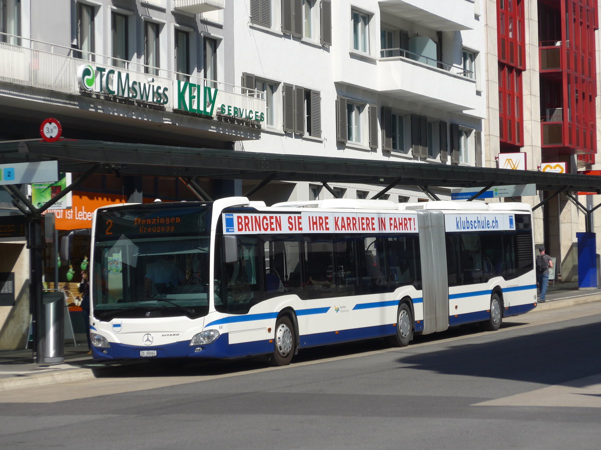 (179'496) - ZVB Zug - Nr. 64/ZG 88'064 - Mercedes am 10. April 2017 beim Bahnhof Zug