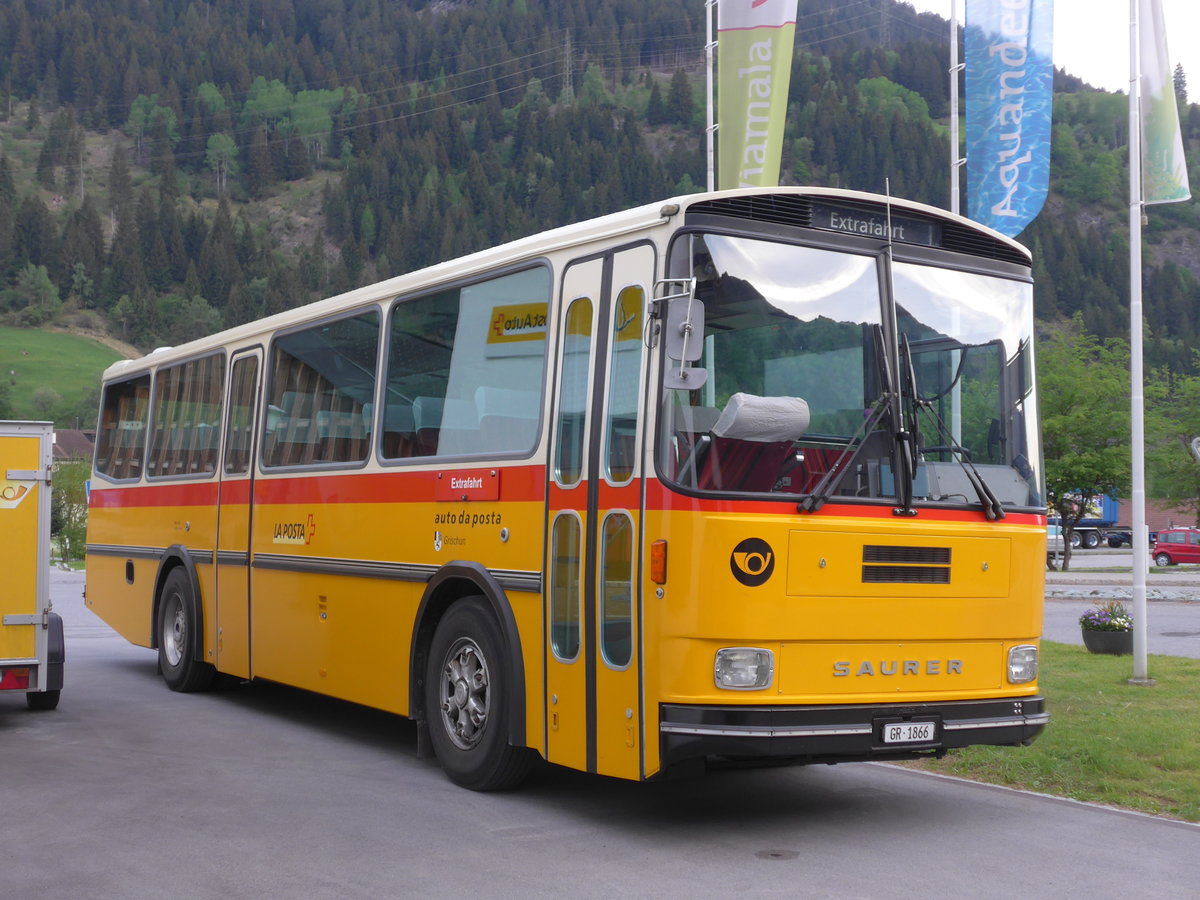 (180'457) - Mark, Andeer - GR 1866 - Saurer/R&J (ex PostAuto Graubnden; ex P 24'350) am 23. Mai 2017 in Andeer, Garage