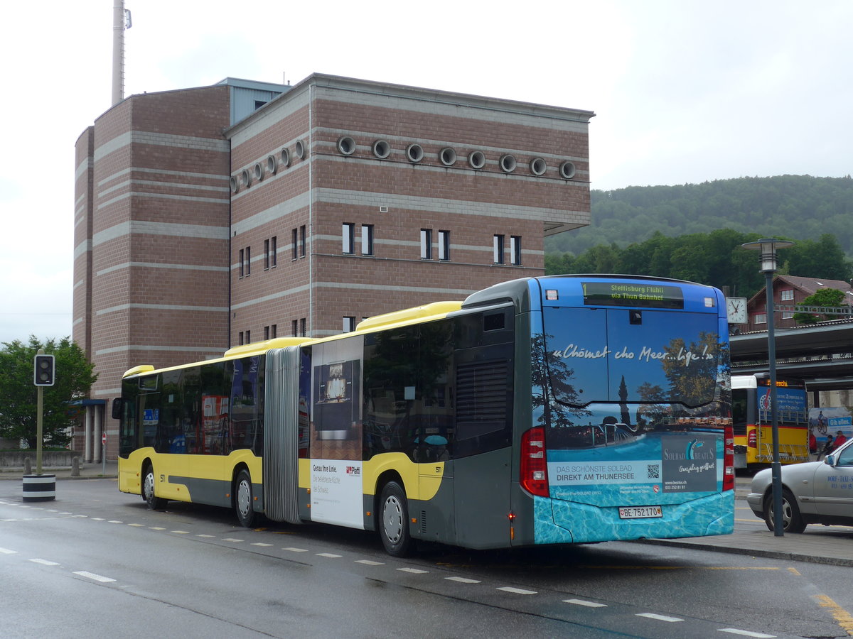 (180'946) - STI Thun - Nr. 170/BE 752'170 - Mercedes am 4. Juni 2017 beim Bahnhof Spiez