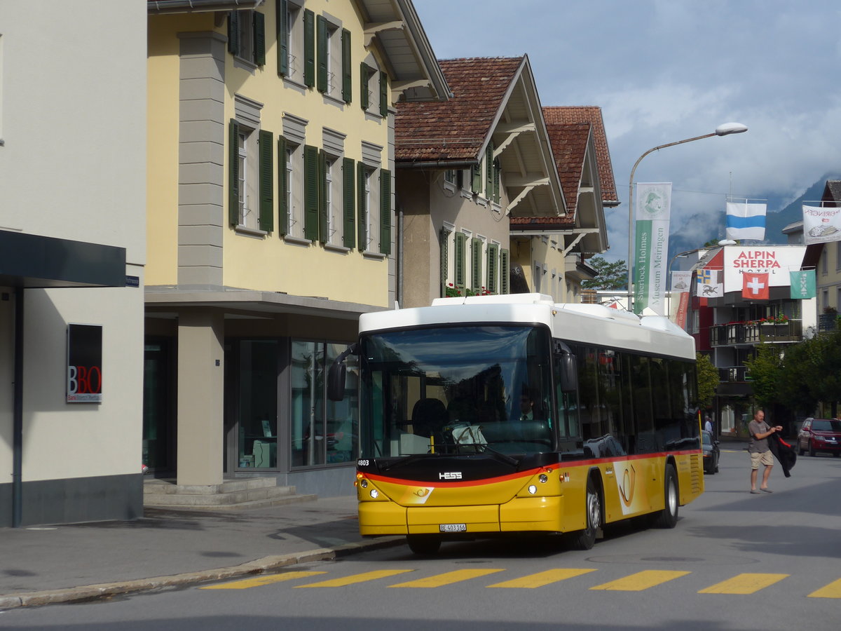 (182'186) - AVG Meiringen - Nr. 66/BE 403'166 - Scania/Hess (ex Steiner, Messen) am 23. Juli 2017 in Meiringen, Casino Platz