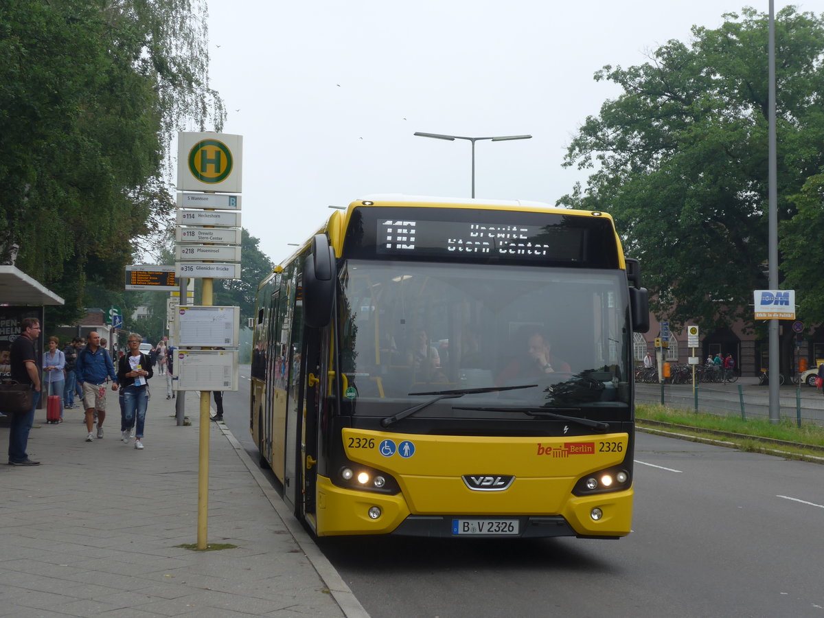 (183'415) - BVG Berlin - Nr. 2326/V-B 2326 - VDL am 11. August 2017 in Berlin, Wannsee