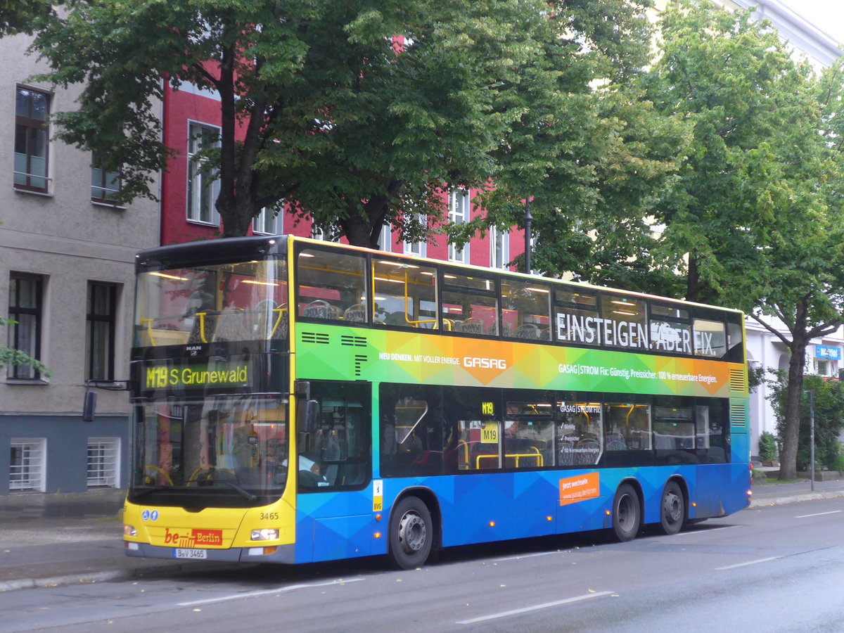 (183'499) - BVG Berlin - Nr. 3465/B-V 3465 - MAN am 12. August 2017 in Berlin, Mehrendamm