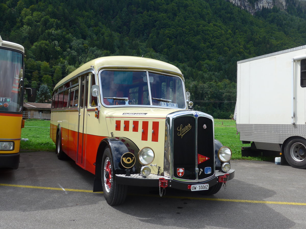 (183'563) - Imfeld, Sachseln - OW 10'062 - Saurer/Tscher (ex Ltscher, Neuheim) am 19. August 2017 in Unterbach, Rollfeld