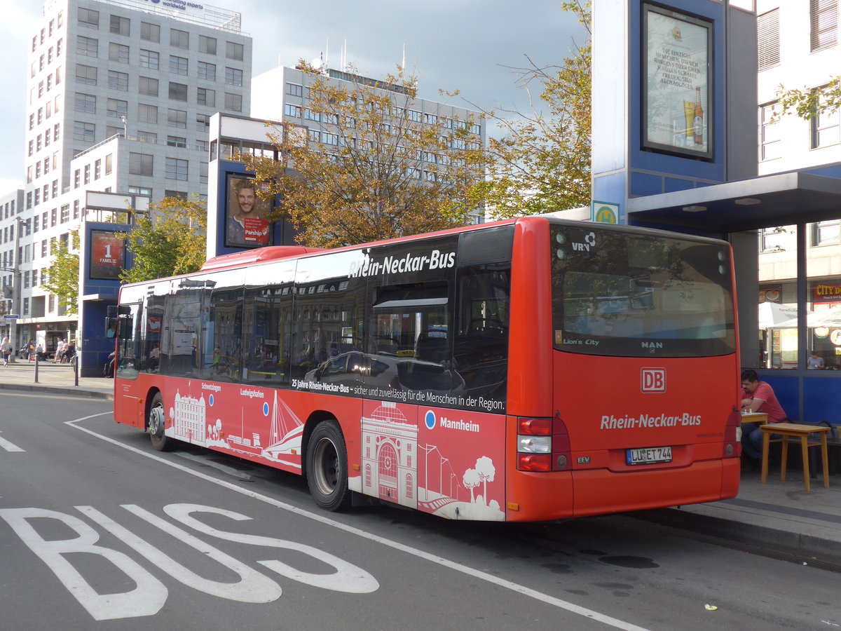 (183'806) - BRN Karlsruhe - LU-ET 744 - MAN am 21. August 2017 beim Hauptbahnhof Mannheim