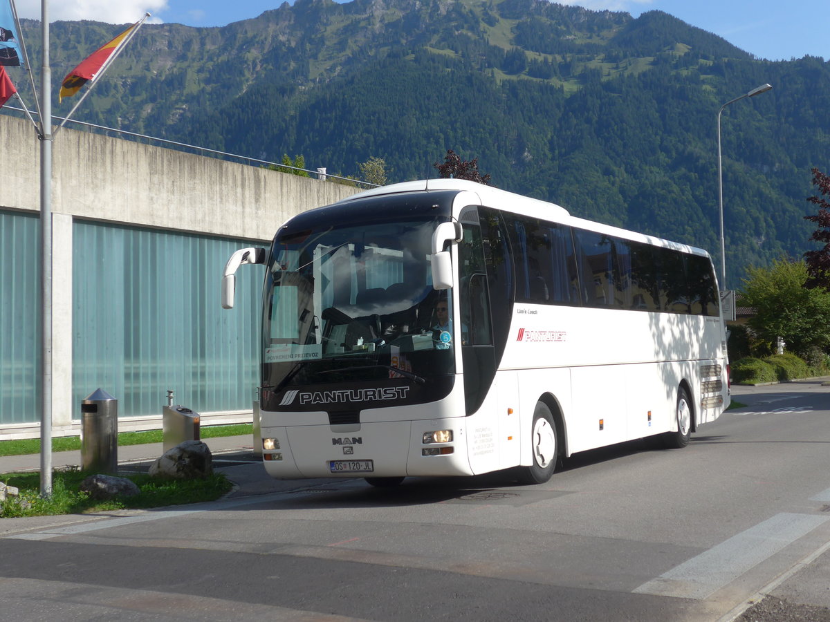 (184'629) - Aus Kroatien: Panturist, Osijek - OS 120-JL - MAN am 3. September 2017 beim Bahnhof Interlaken Ost