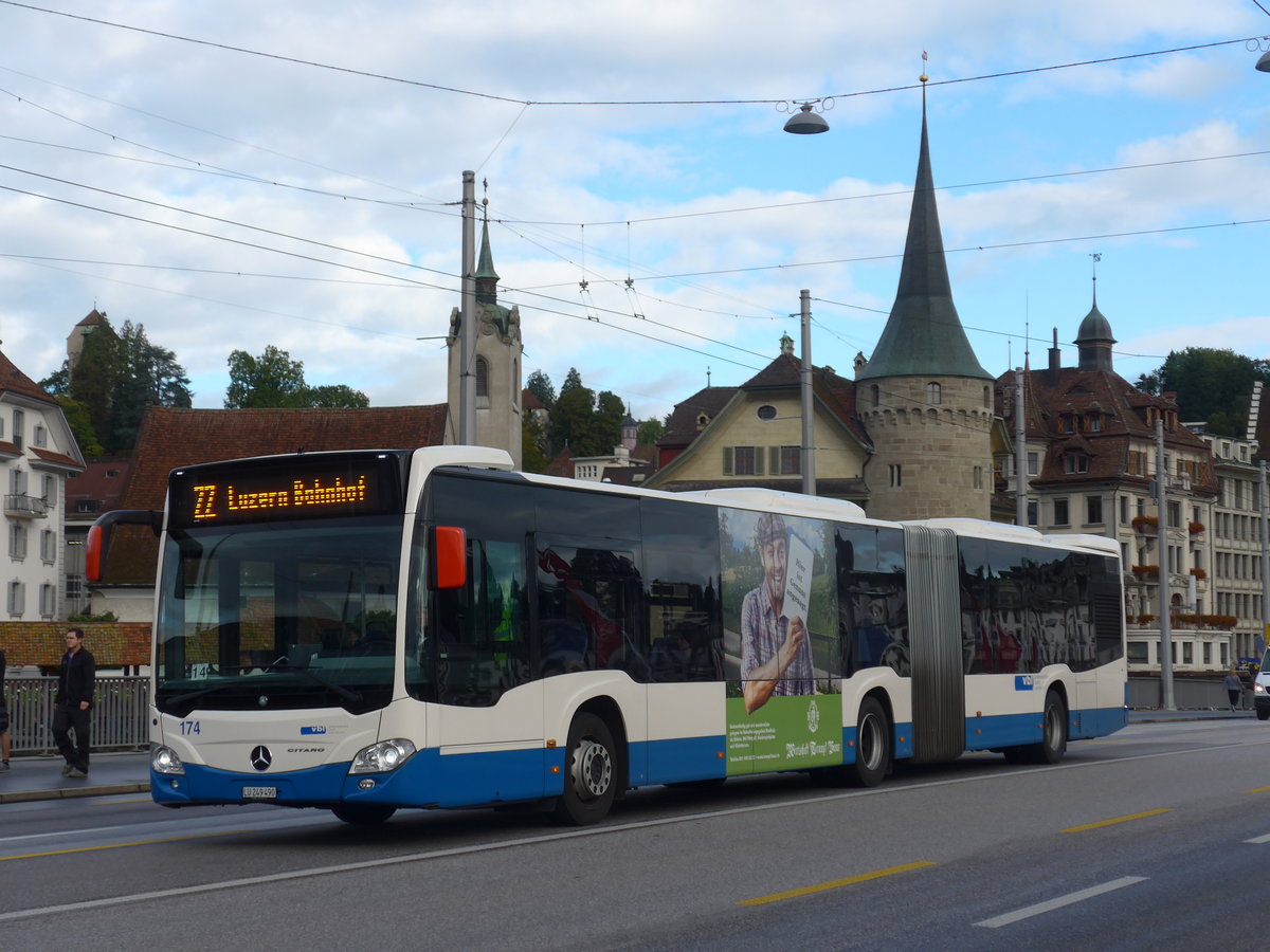 (185'104) - VBL Luzern - Nr. 174/LU 249'490 - Mercedes am 18. September 2017 in Luzern, Bahnhofbrcke