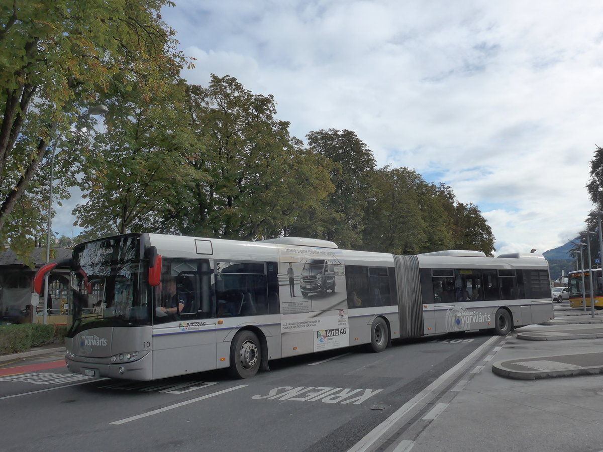 (185'169) - AAGR Rothenburg - Nr. 10/LU 160'096 - Solaris am 18. September 2017 beim Bahnhof Luzern