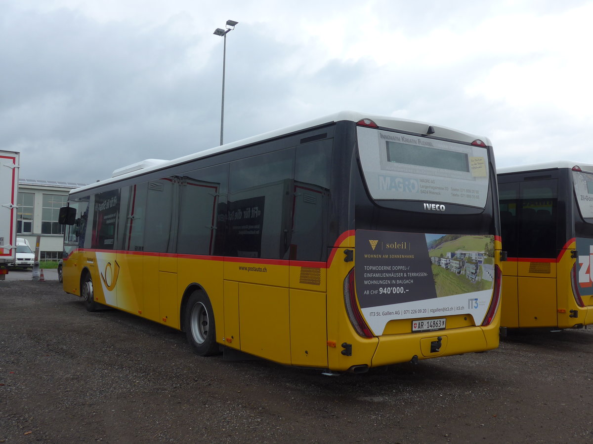 (186'135) - PostAuto Ostschweiz - AR 14'863 - Iveco am 27. Oktober 2017 in Wil, Larag