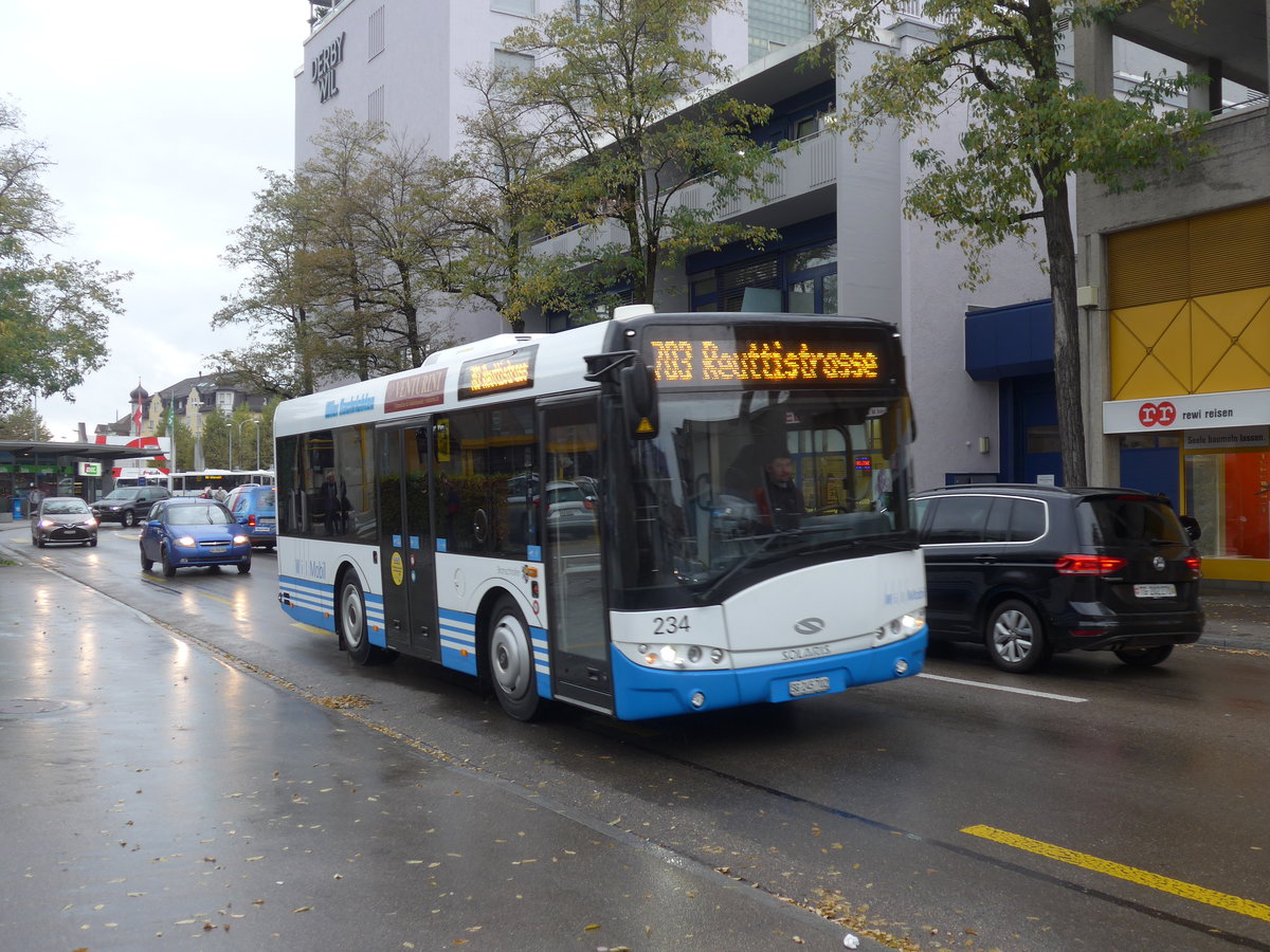 (186'136) - WilMobil, Wil - Nr. 234/SG 245'702 - Solaris am 27. Oktober 2017 beim Bahnhof Wil