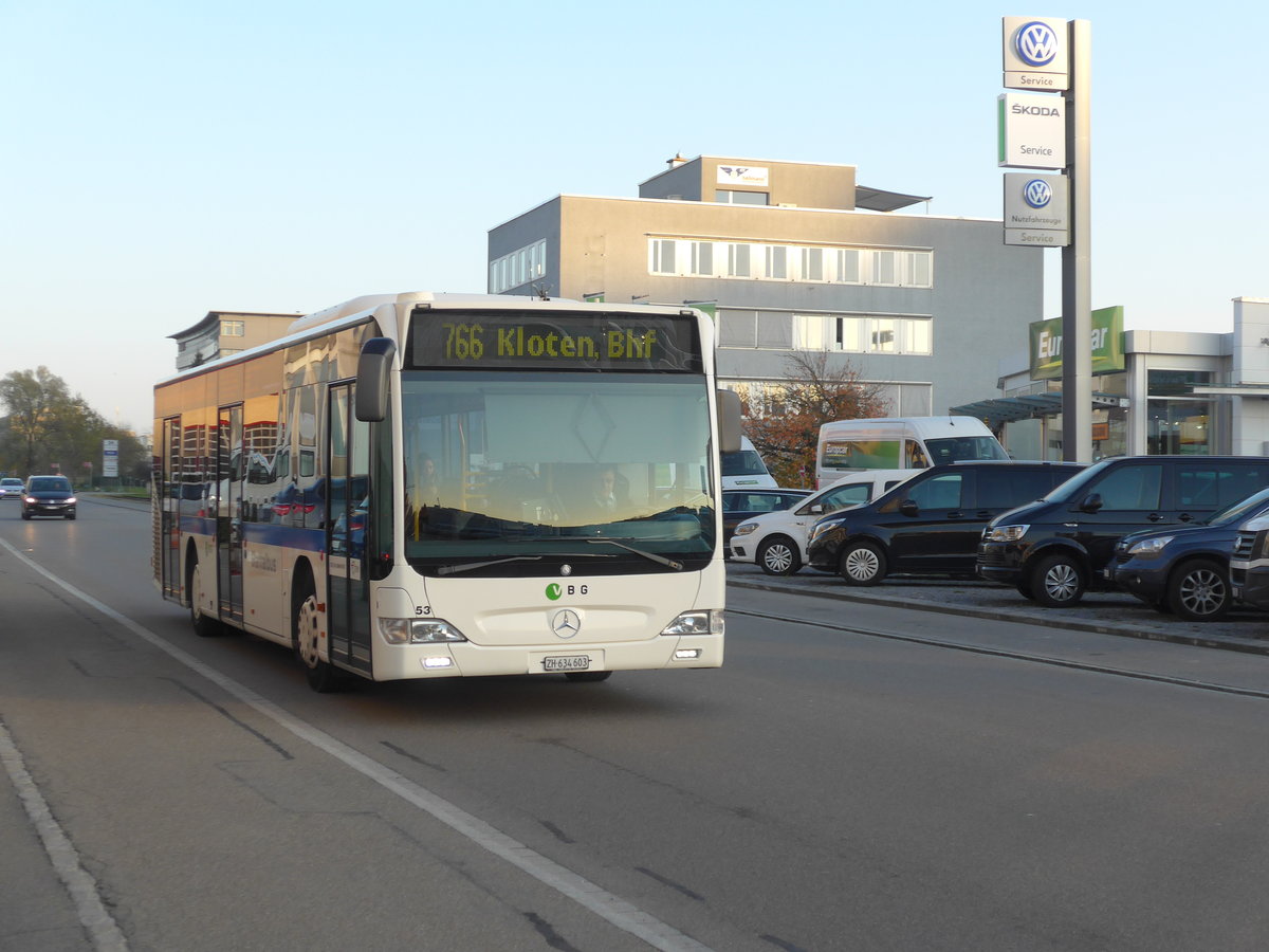 (186'240) - Welti-Furrer, Bassersdorf - Nr. 53/ZH 634'603 - Mercedes am 3. November 2017 in Kloten, EvoBus