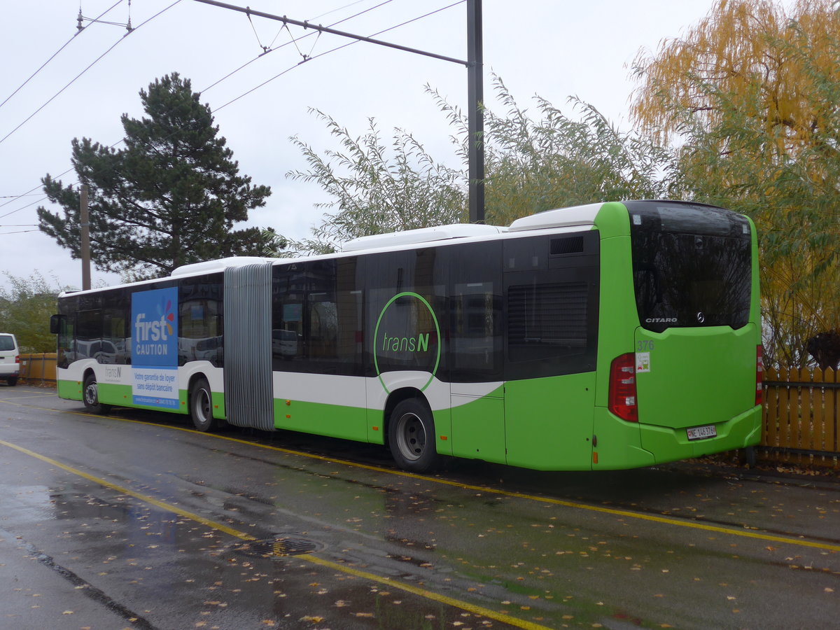 (186'586) - transN, La Chaux-de-Fonds - Nr. 376/NE 146'376 - Mercedes am 25. November 2017 in Neuchtel, Dpt