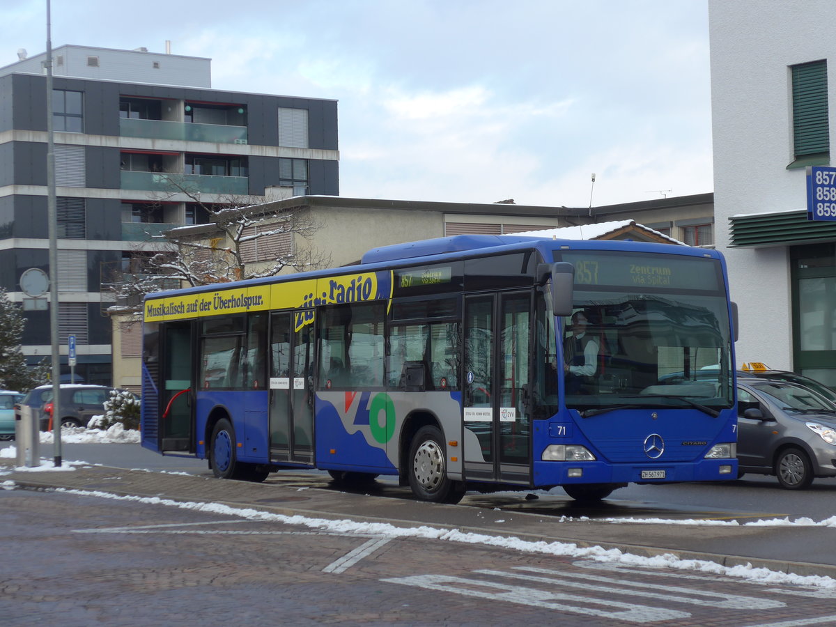 (186'902) - VZO Grningen - Nr. 71/ZH 567'971 - Mercedes am 9. Dezember 2017 beim Bahnhof Wetzikon