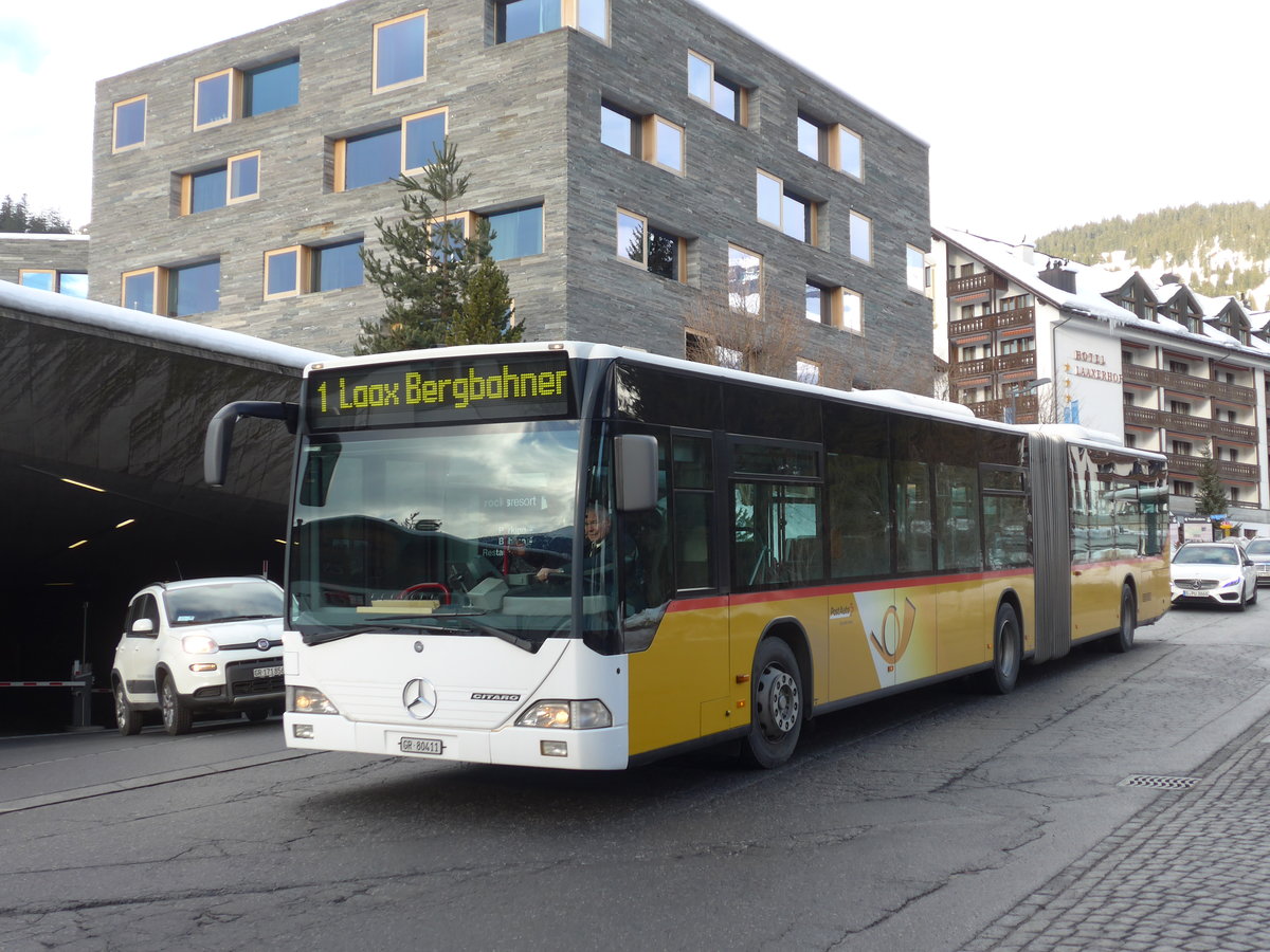 (187'355) - Stuppan, Flims - GR 80'411 - Mercedes (ex PostAuto Zrich Nr. 80; ex Eurobus, Arbon Nr. 4) am 26. Dezember 2017 in Laax, Bergbahnen