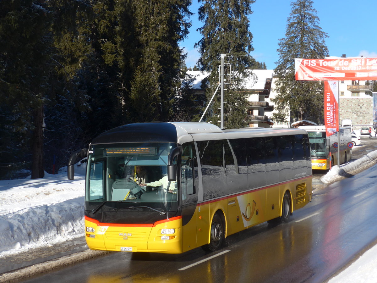 (187'590) - PostAuto Graubnden - GR 162'989 - MAN am 1. Januar 2018 in Valbella, Tour de Ski