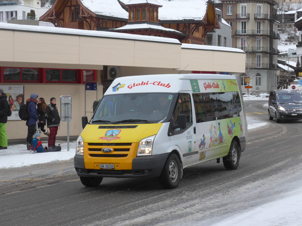 (187'644) - Hotel Edelweiss, Engelberg - OW 26'236 - Ford (ex OW 8126) am 2. Januar 2018 beim Bahnhof Engelberg