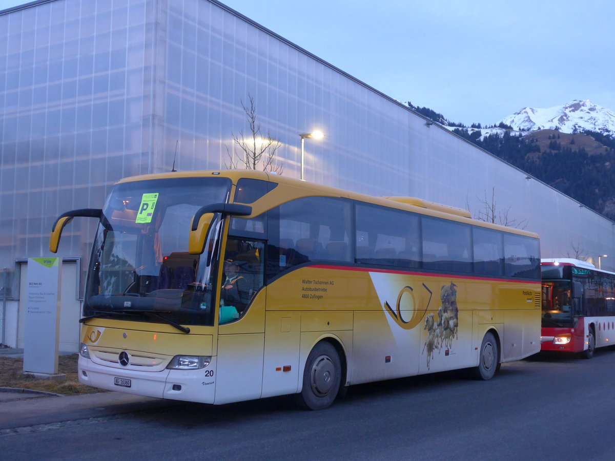 (187'669) - Tschannen, Zofingen - Nr. 20/AG 16'360 - Mercedes am 7. Januar 2018 beim Bahnhof Frutigen