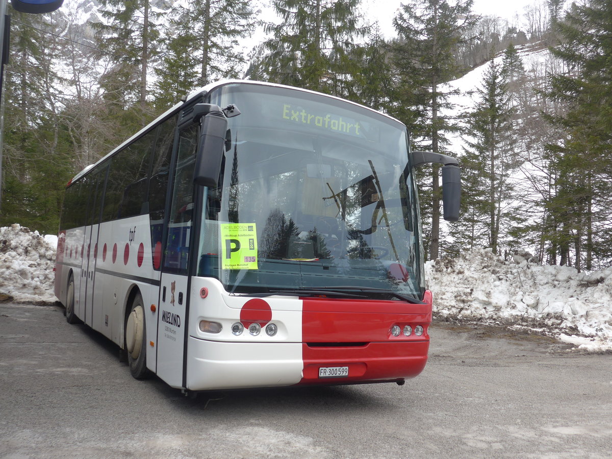 (187'796) - Wieland, Murten - Nr. 29/FR 300'599 - Neoplan (ex Mark, Andeer; ex P 25'166; ex Mark, Andeer) am 7. Januar 2018 in Adelboden, Unter dem Birg