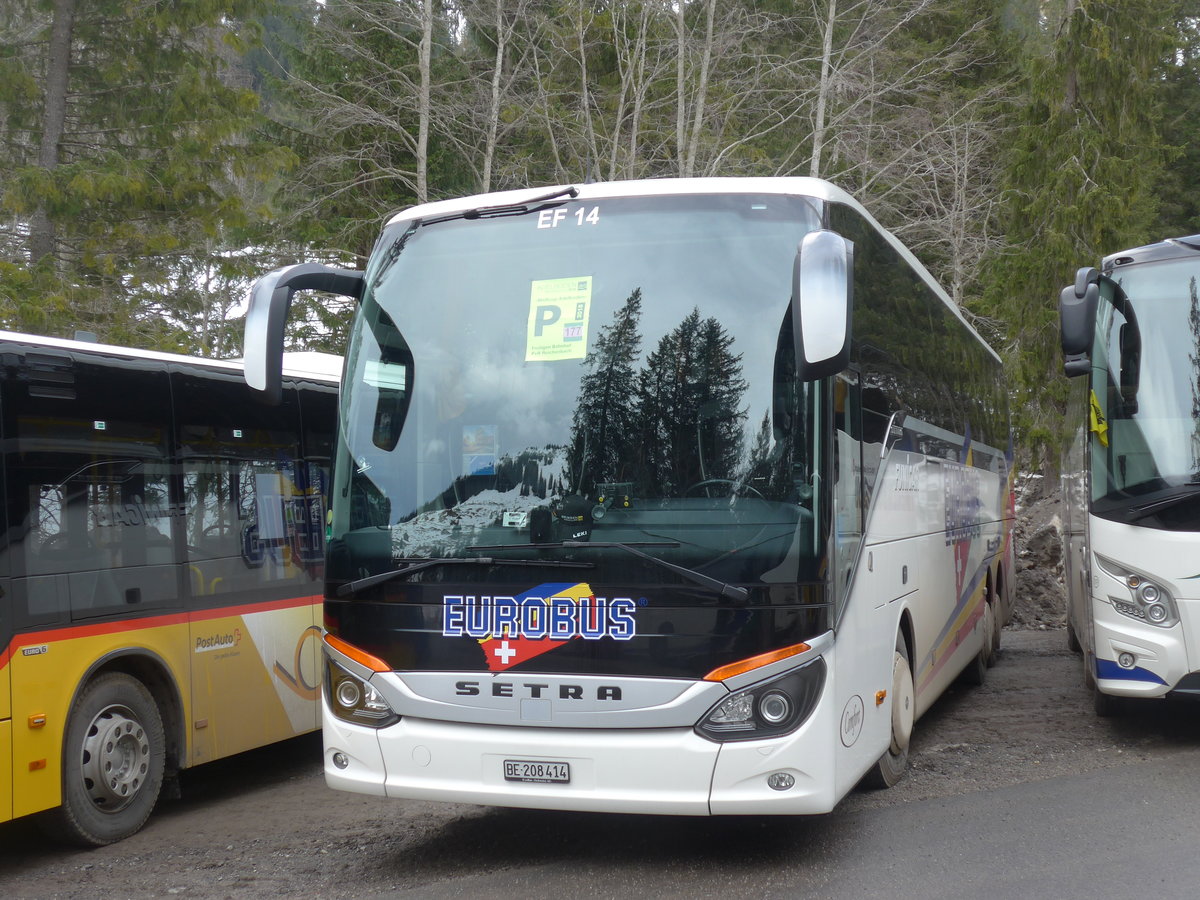 (187'810) - Funi-Car, Biel - Nr. 14/BE 208'414 - Setra am 7. Januar 2018 in Adelboden, Unter dem Birg