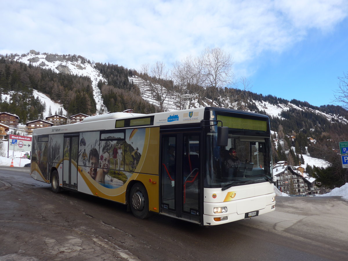 (187'914) - Buchard, Leytron - Nr. 91/VS 285'066 - MAN (ex AAGL Liestal Nr. 74; ex AAGL Liestal Nr. 66) am 14. Januar 2018 in Anzre, Tlcabine