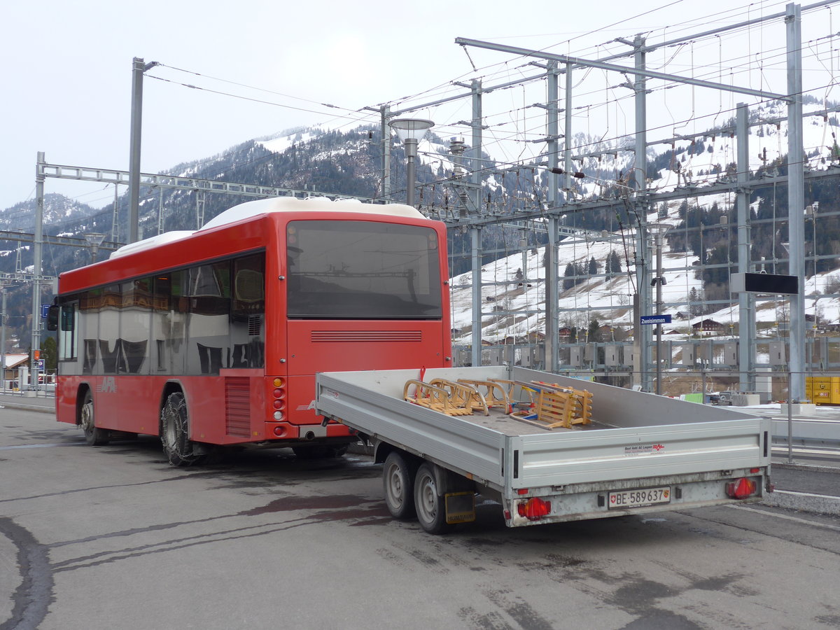 (188'205) - AFA Adelboden - Nr. 39/BE 25'753 - Scania/Hess am 4. Februar 2018 beim Bahnhof Zweisimmen