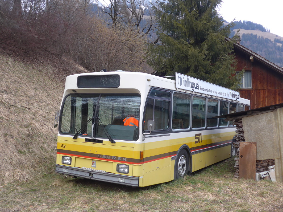 (188'212) - STI Thun - Nr. 52 - Saurer/R&J am 4. Februar 2018 in Erlenbach, Weier